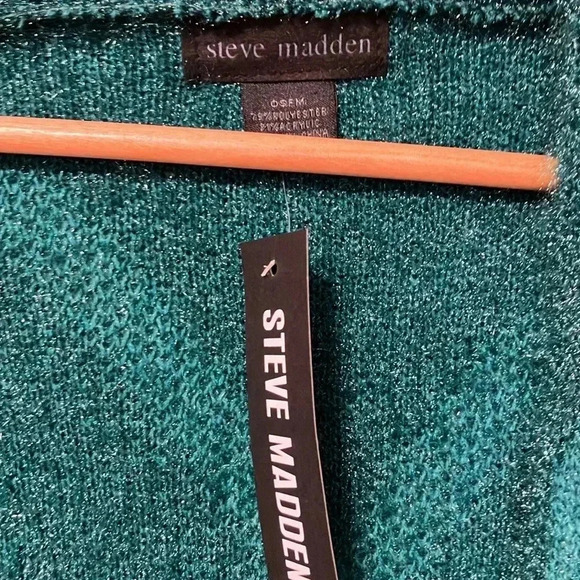 NWT Steve Madden green  metallic lurex open cardigan - Picture 3 of 4